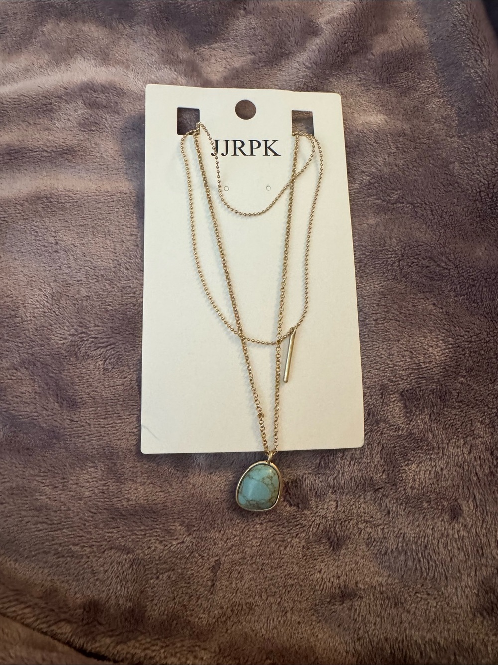 Gold Layered Necklace with Turquoise Pendant